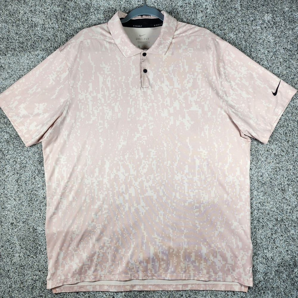 Nike Golf Polo Shirt Mens XL Digital Camo Dri-FIT Pink Excellent